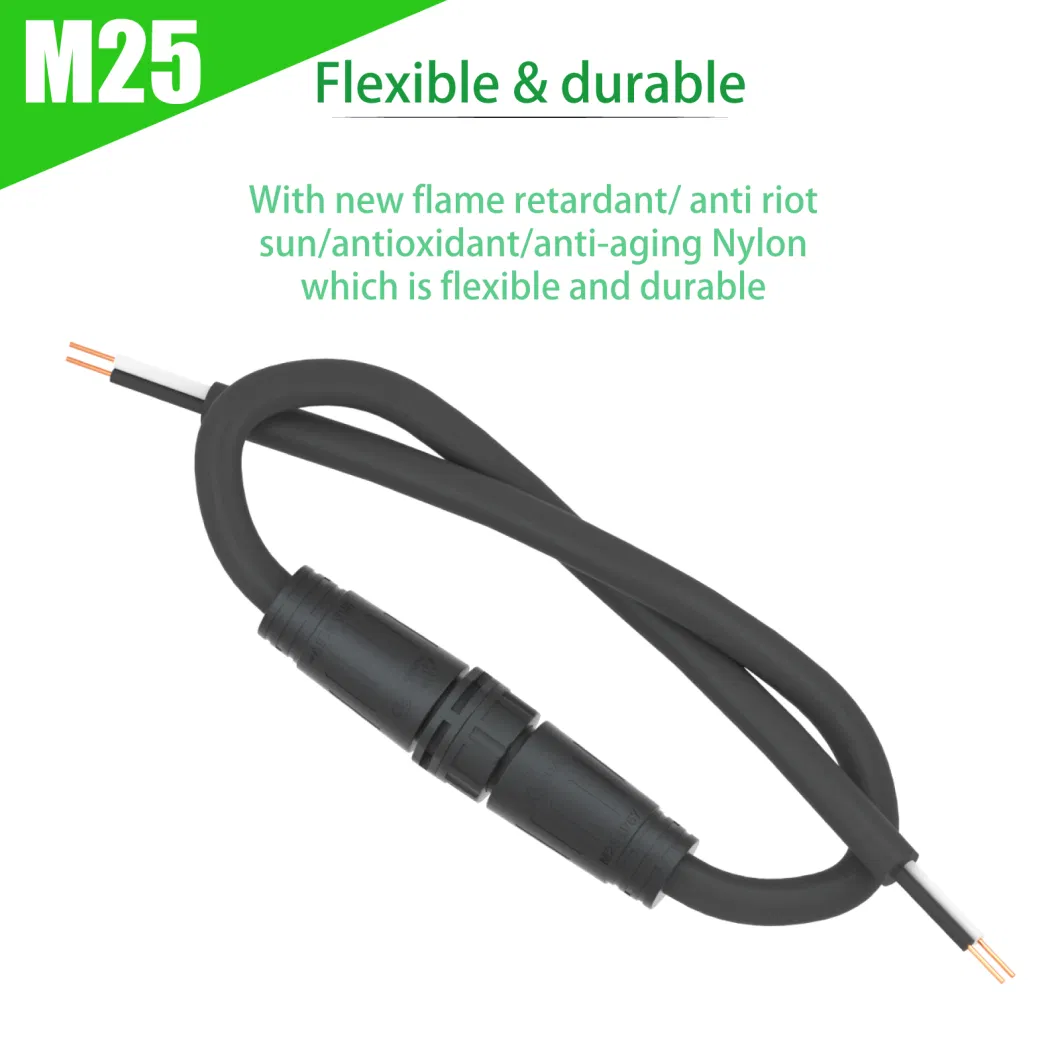 M25 2, 3, 4 Pin 25A Waterproof Male Female Extension Cable Wire Connector for RGB LED Strip Light