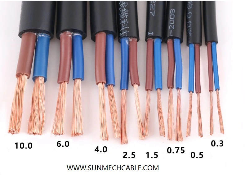 Electrical Wire Flexible Cable 2core 3core 4core 1.5mm 2.5mm 4.0mm PVC Insulated