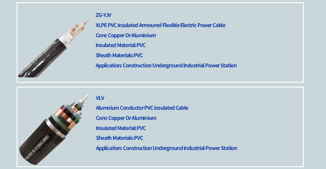 Electrical Wire Cu Conductor XLPE/PVC Insulated Cables Rubber Sheath Flexible Power Electric Cable