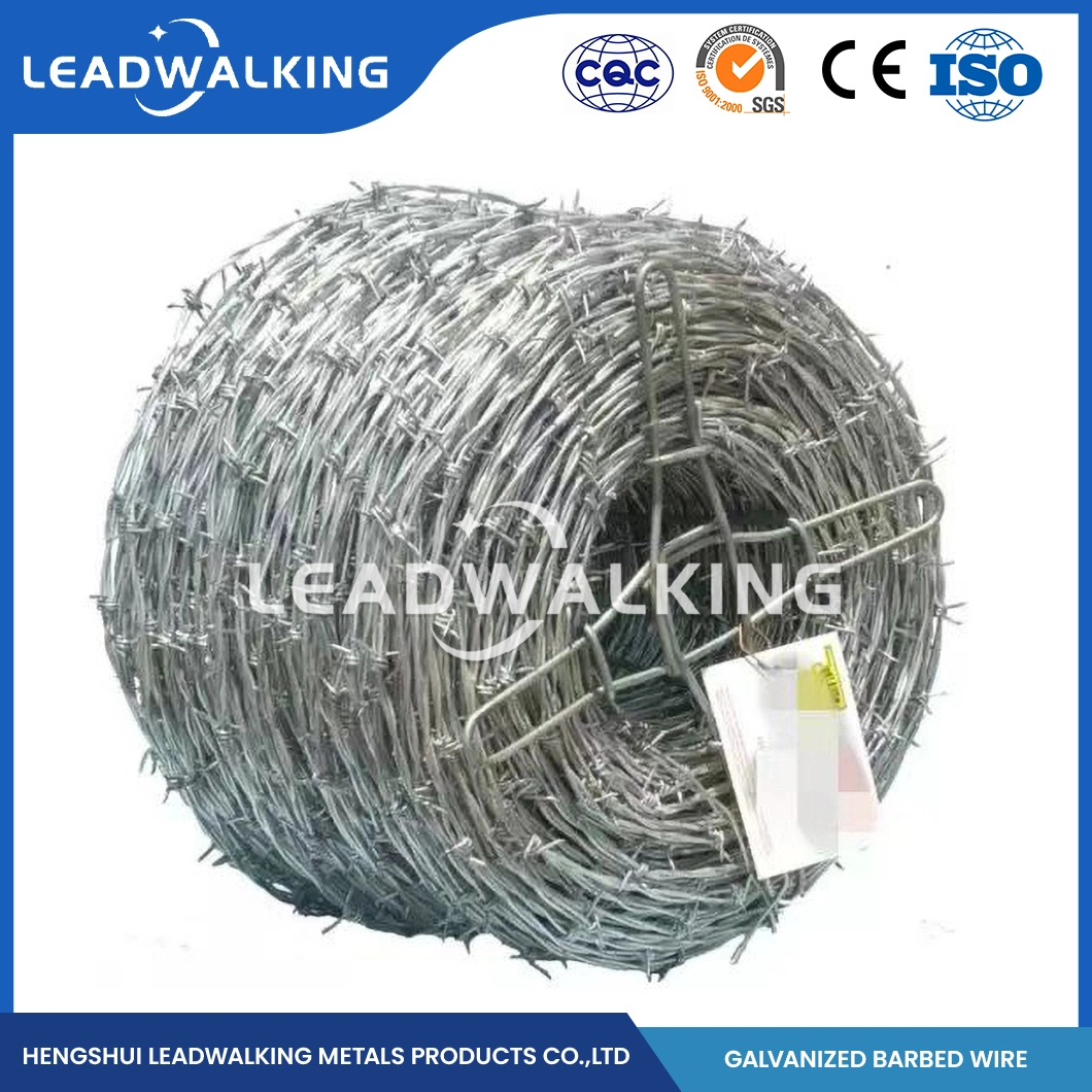 Leadwalking Galvanized Barbed Wire Clip Manufacturing Custom Barbed Wire Galvanized 500m China 1.5mm Thorn Length Sharp Galvanized Razor Barbed Wire