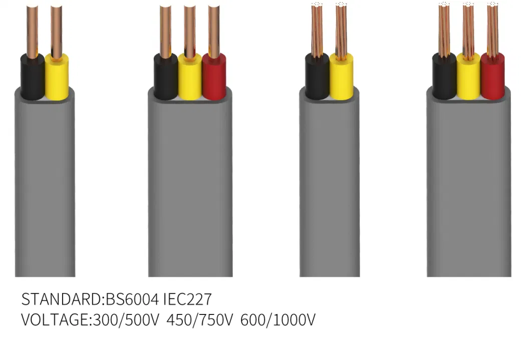 Copper CCS CCA 2core 3core 1mm 1.5mm Grey Flat Electric Cable