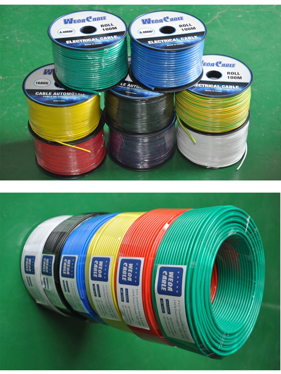 Single Core RV Flexible PVC Insulation Building Wire Automotive Automotriz Cable for Lighting 18AWG 16AWG 14AWG 12AWG 10AWG