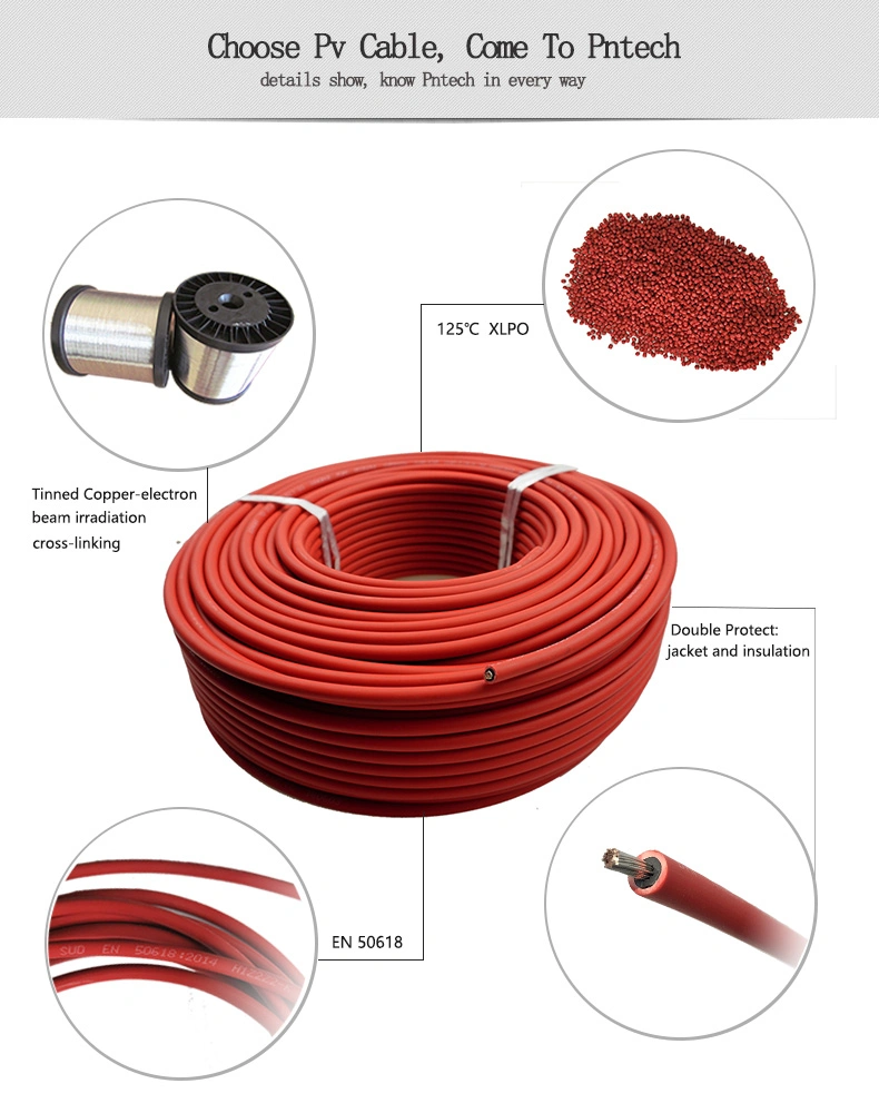 Double Protect 1000V DC Copper Single Core 1X25mm2 1.5mm Electric Wire PV Solar Cable