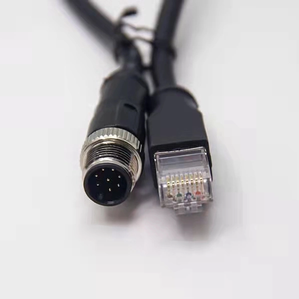 Cable Moving Application Drag Chain 1million M12 X Code Connector Male Molded 1.5m Industrial Ethernet Cable M12 X Code to RJ45 Cable