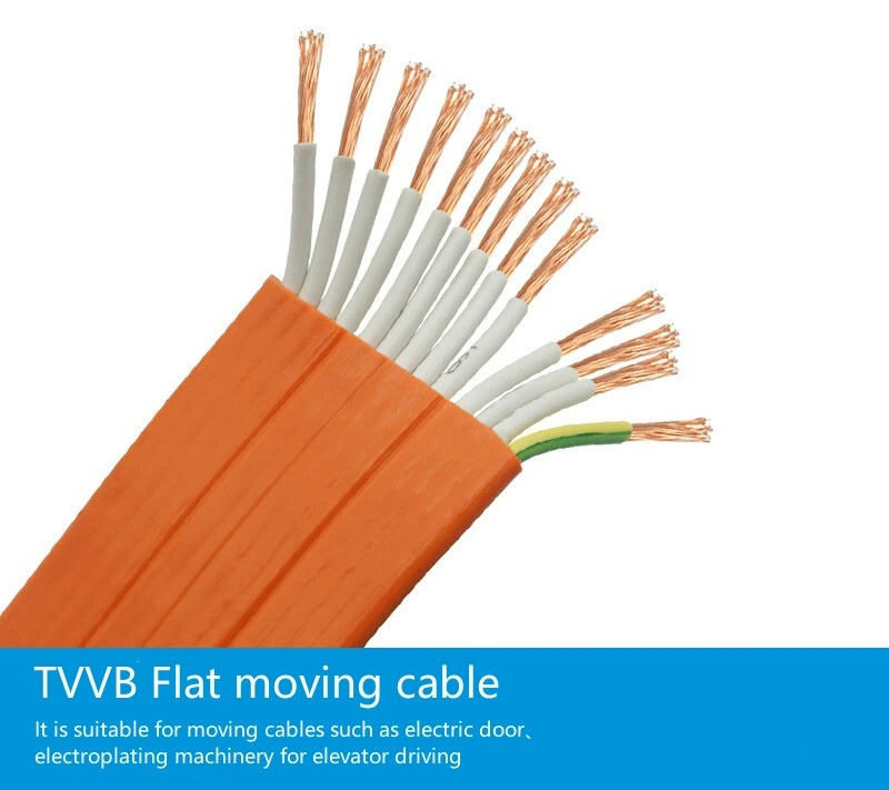 Factory Supplier Tvvbp 0.75 Sq mm 4 Core Shielded Flexible Flat Elevator Control Cable