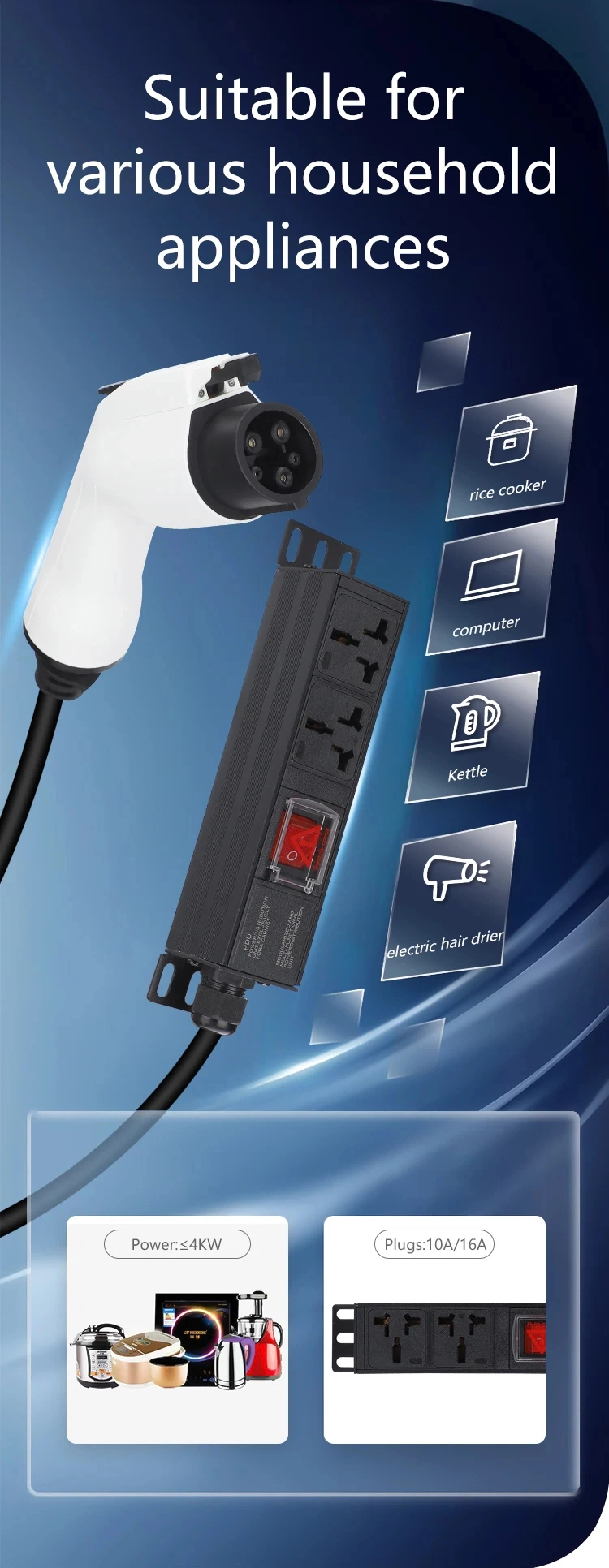 Reverse Charging and Power Supply for Electric Vehicles European Standard External Discharge Gun for New Energy Vehicles