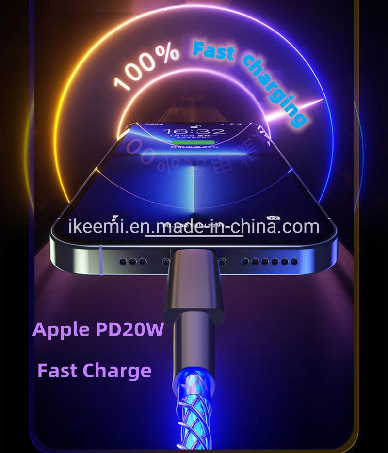 Light up Phone Charger Cord, Universal Multicolor LED Charging Cable RGB Glowing Gradual Lighting USB C Cable Fast Charging Cable