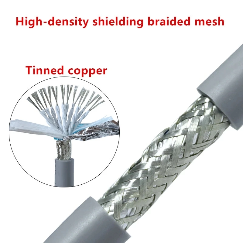 2/3/4/5/6/7/8/10/12/16 Core 0.3/ 0.5, /0.75/1mm2 High Flexible 26/24/22/20/18/19/18/17AWG Gray Drag Chain Cable