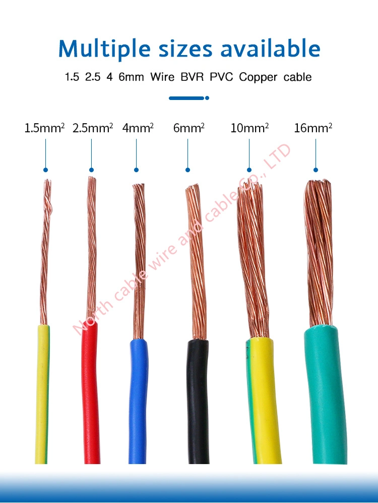 Specifications Electrical Wire PVC Copper House Wire 2.5 Square Wire Electric Cable Insulated Bare Copper Solid or Strand IEC 60227 Bvr