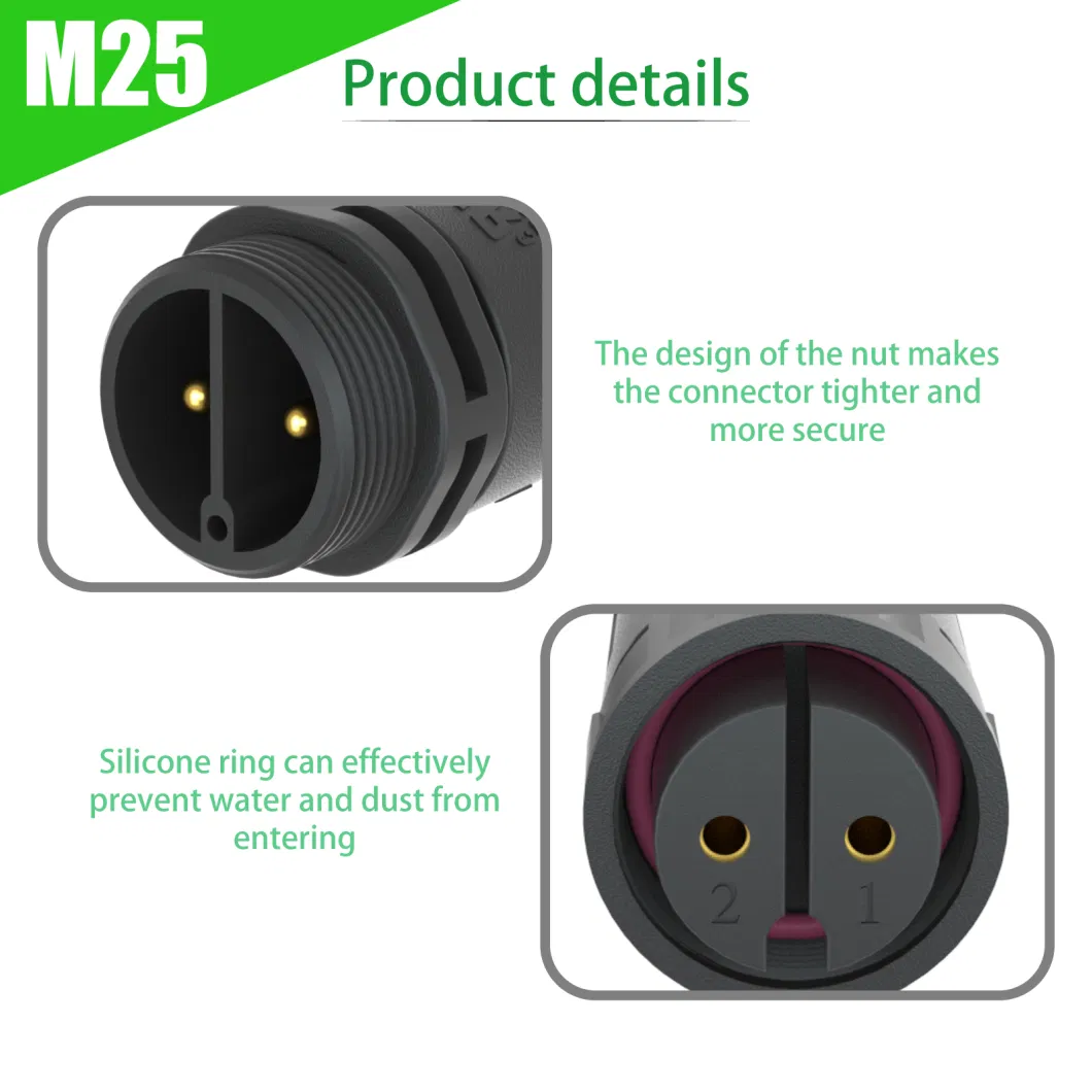 M25 2, 3, 4 Pin 25A Waterproof Male Female Extension Cable Wire Connector for RGB LED Strip Light