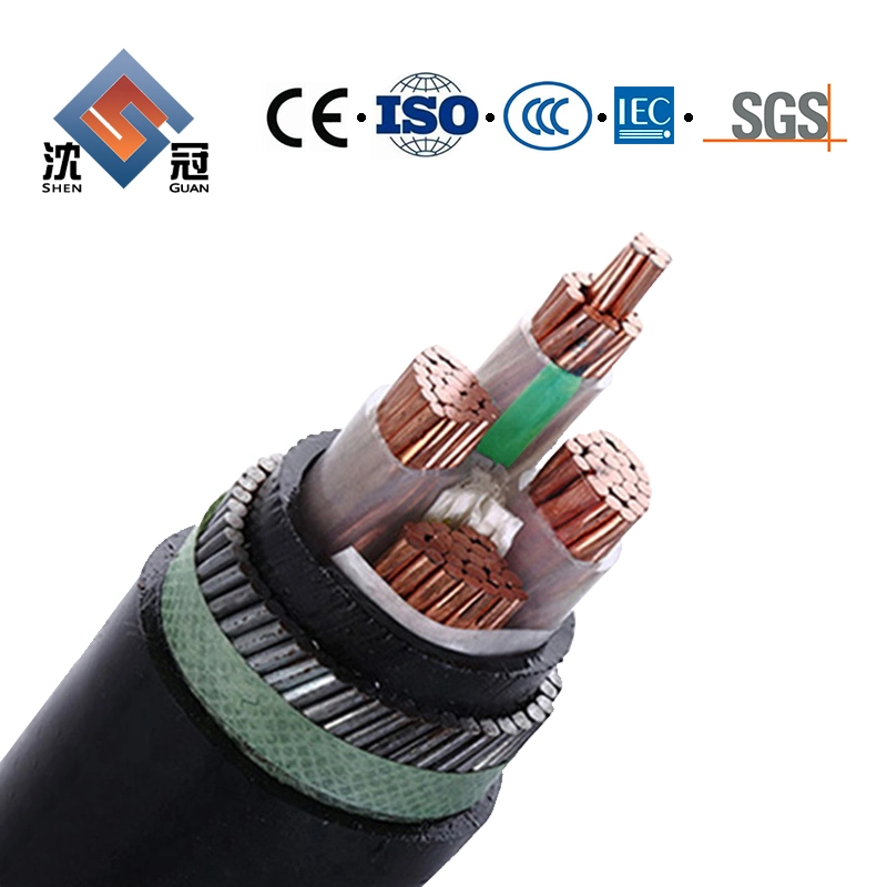 Shenguan Electric 2+E Cable Flat Twin and Earth Wire Cable PVC XLPE Insulated 3X16mm2 Medium IEC 60502 600/1000V 3 Phase 4 Core Low Voltage XLPE Power Cable