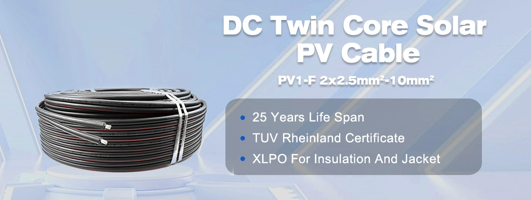 Excellent DC Copper Twin Core PV1-F 2X2.5mm2 Vietnam Electrical Wires PV Solar Cable