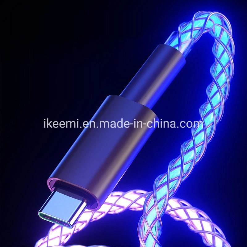 Light up Phone Charger Cord, Universal Multicolor LED Charging Cable RGB Glowing Gradual Lighting USB C Cable Fast Charging Cable