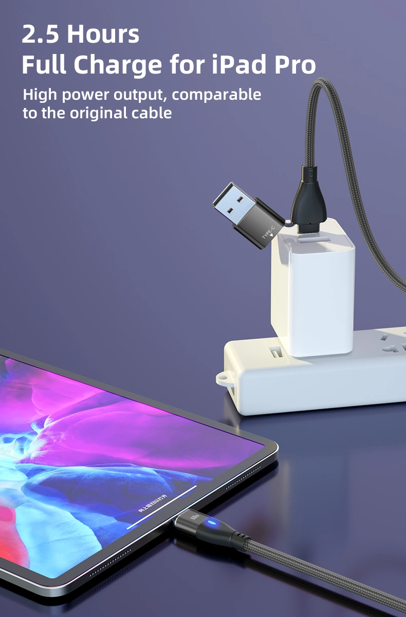 1m 2m Type C Micro USB Lighting Nylon Cable 6 in 1 Pd 60W 3A Fast Charging Data Sync Magnetic USB Cable