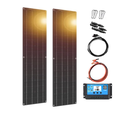 Solarparts 100W 12V sistema de Panel Solar células monocristalinas resistentes al agua 12V Energía solar suministro eléctrico para el coche de casa de barco SUV