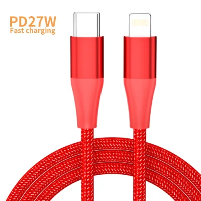 Pd27W cable USB C a iluminación para iPhone 14 13 12 11 PRO Max Xs 8 7 Plus PD rápido Cable de carga cable de datos tipo C para iPad MacBook