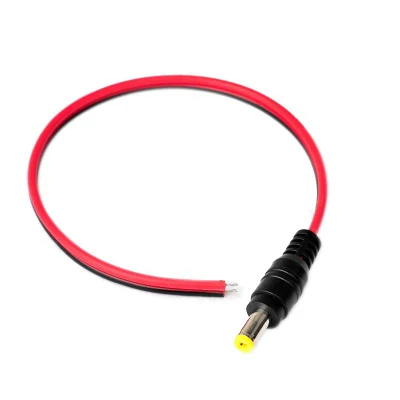 precio de fábrica de cable macho DC 5.5X2.1mm Negro macho conector de alimentación de CC rojo y negro