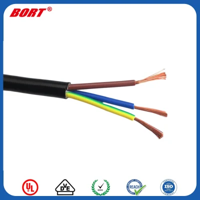 Revestimiento de PVC con aislamiento de PVC flexible Cable de alimentación H05VV-F 2 Core de 3 núcleos de 1mm 1,5 mm de cable eléctrico de 2,5 mm