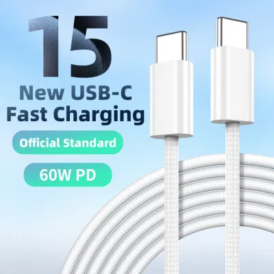 Cable USB 2,0 C-C trenzado 60W original para iPhone 15 carga rápida 3A cable de carga tipo C para IPhone 15 PRO Max