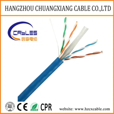 Cat 6 cable Pass Test Pure Copper 24AWG 2PR 4PR CAT6 cable de interior UTP 305m 1000ft 0,56
