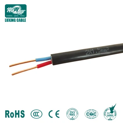  220V PVC aislado 1,5mm 2,5mm 3 núcleo 2+E de cobre sólido Cable eléctrico plano doble y cable de tierra