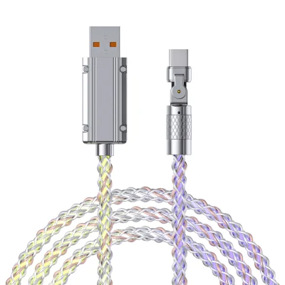 El cable de datos 3-en-1 Coche USB Tipo C Cable USB LED de carga rápida Cable de carga de RGB