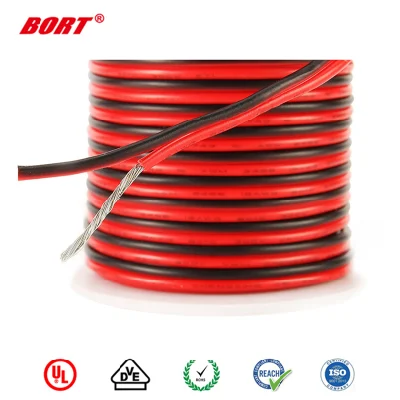 UL2468 cable paralelo Wiredoble electrónico altavoz adaptador de alimentación LED Luz Cable rojo y negro