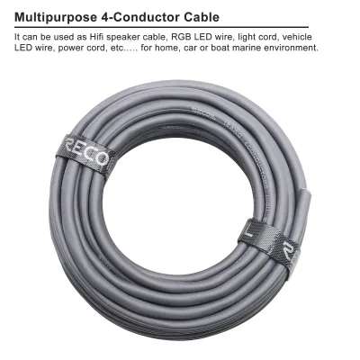 Edge Rlw418-50 50ft Multipurpose 4-conductor 18AWG cable, cable LED RGB de baja tensión, cable de extensión LED, cable de altavoz, cable de extensión de alimentación, oxígeno estañado al 99,99%