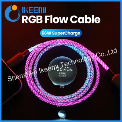 Teléfono de la luz el cable del cargador, cable de carga Universal LED multicolor RGB resplandeciente Iluminación gradual C Cable USB Cable de carga rápida
