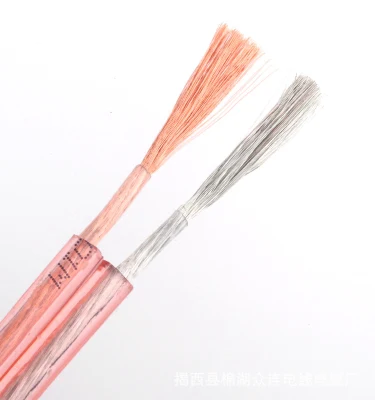 Transparente 2 núcleos 0,5 mm 0,75mm cuadrado de 1,0 mm Cuerda Multi Cable de altavoz de PVC flexible