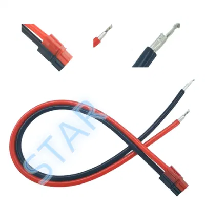 Fabricante Nuevo cable de alimentación de almacenamiento de energía 2pin 16AWG 300V Mazo de cables de conexión de la batería del vehículo azul rojo