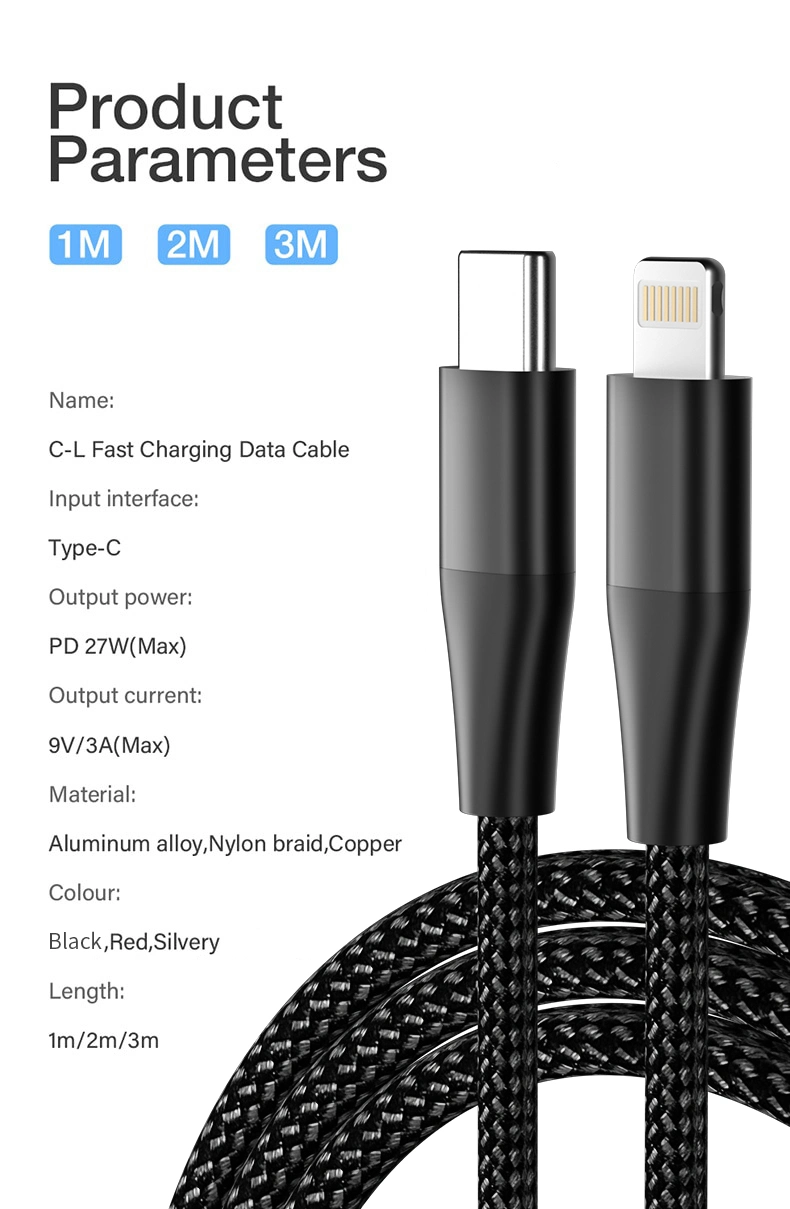 Pd27W USB C to Lighting Cable for iPhone 14 13 12 11 PRO Max Xs 8 7 Plus Pd Fast Charging Cable Type C Data Wire for iPad MacBook