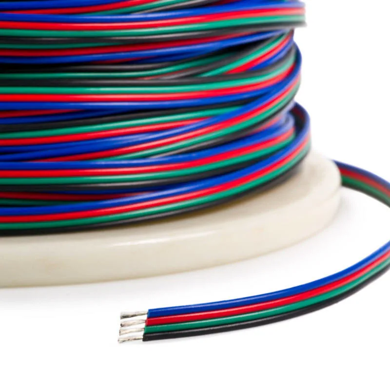 RGB Cable 4p 5p 6p 7p 8p 22AWG 20AWG 18AWG 16AWG LED Lighting Extension Line Tinne Copper Wire