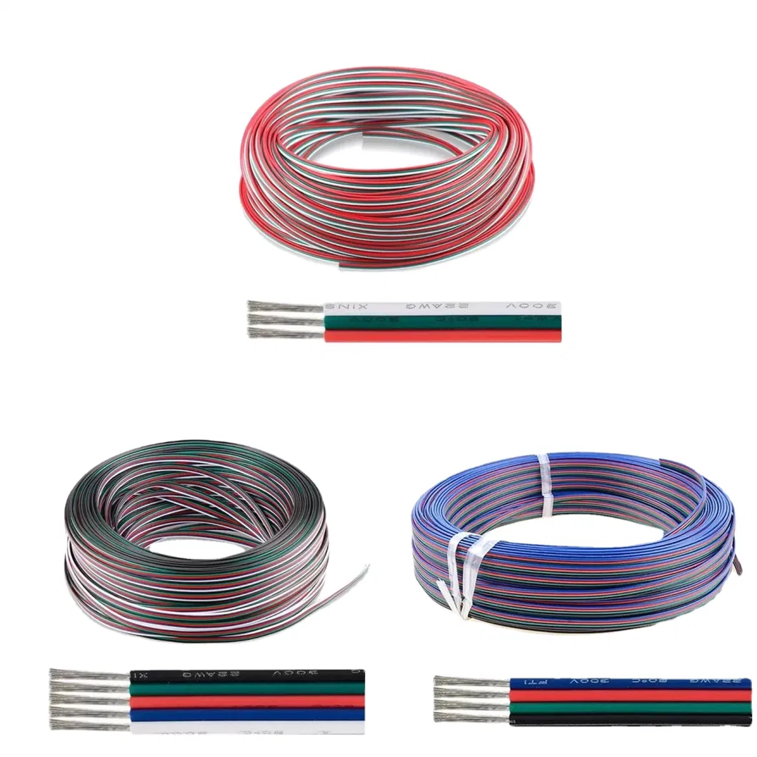 RGB Cable 4p 5p 6p 7p 8p 22AWG 20AWG 18AWG 16AWG LED Lighting Extension Line Tinne Copper Wire