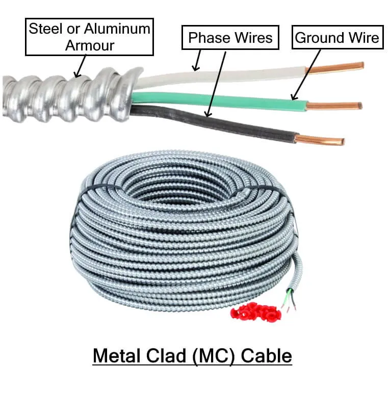 UL Approved Pure Copper Thhn Thwn 8 10 12 14 16 AWG Binder Tape Aluminum Interlocked Armored Metal Clad Electrical Wire Mc Cable