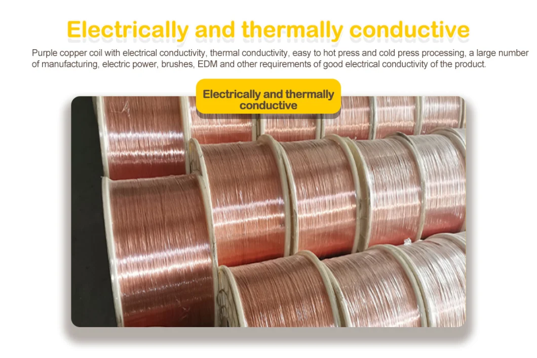 China Factory High Conductivity 0.05mm to 2.6mm 99.9% Pure Copper Wire