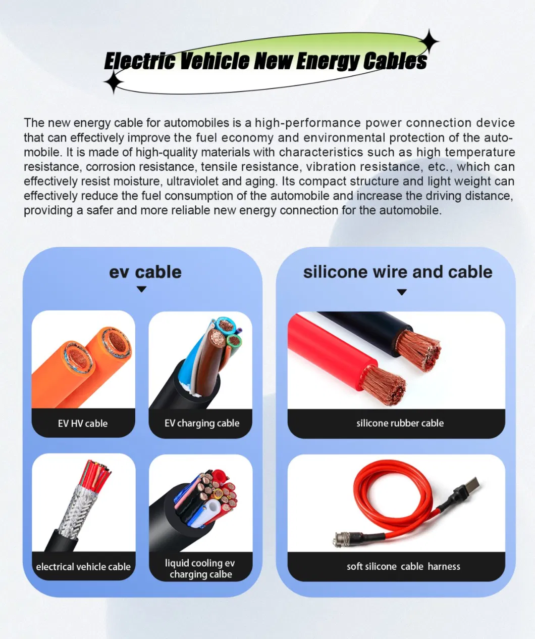 Single Core Auto Electric Vehicle Cable Connection Flexible XLPE Insulation Automotive Car EV Charging Cable