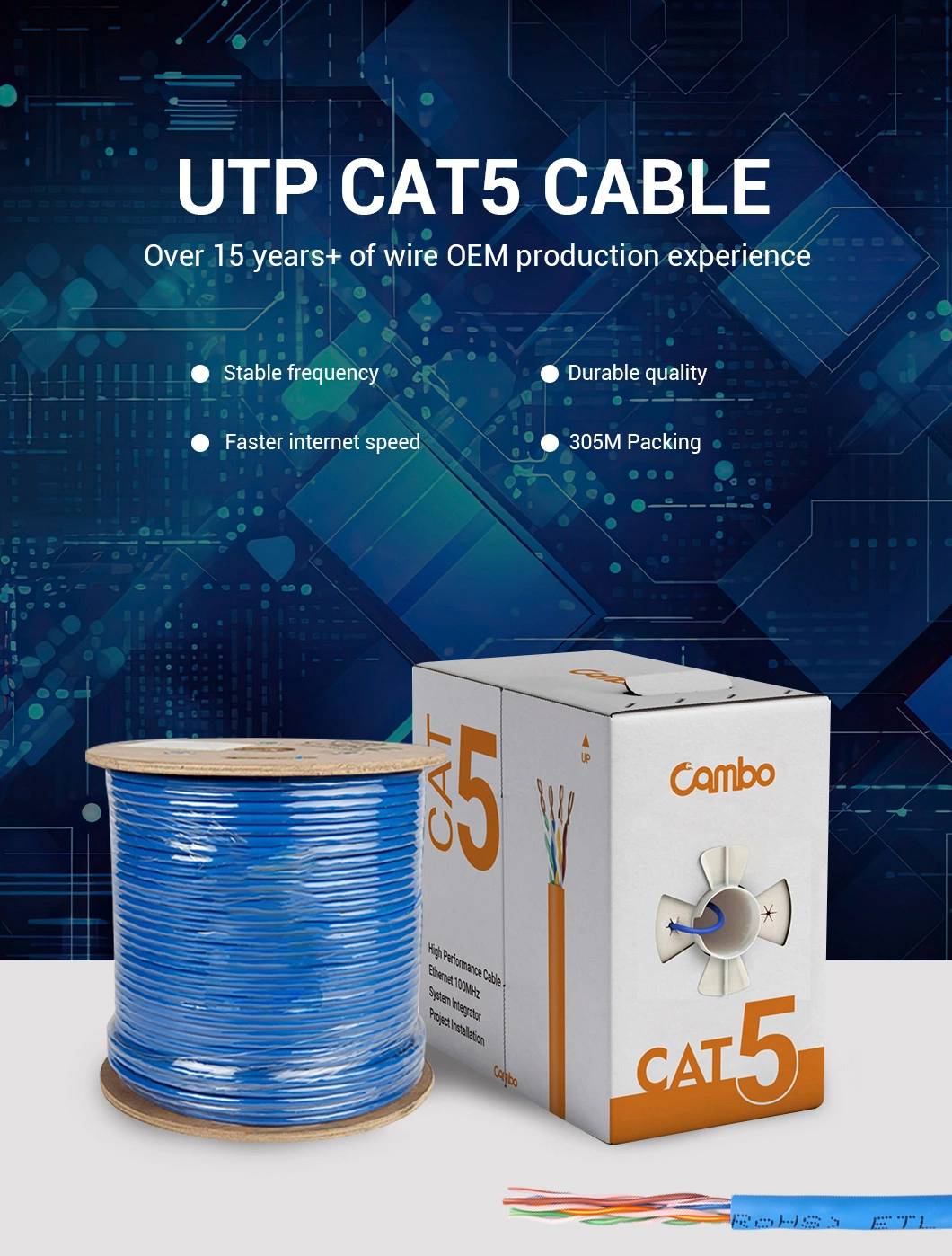 23 24 25 AWG Bare Copper Cat5 UTP Wire for Data Transmission