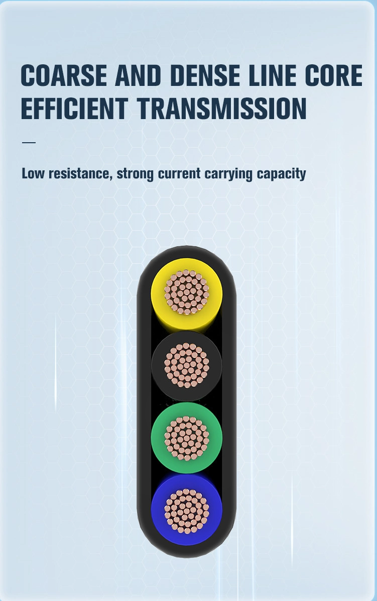 Factory Direct Supply 600/1000V 3 Cores 4 Cores Flexible Round Flat Electric Wire Electrical Rubber Cable