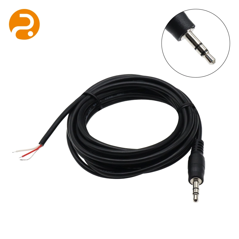 Black DC Power Cable 3.5mm Male Stereo to Open