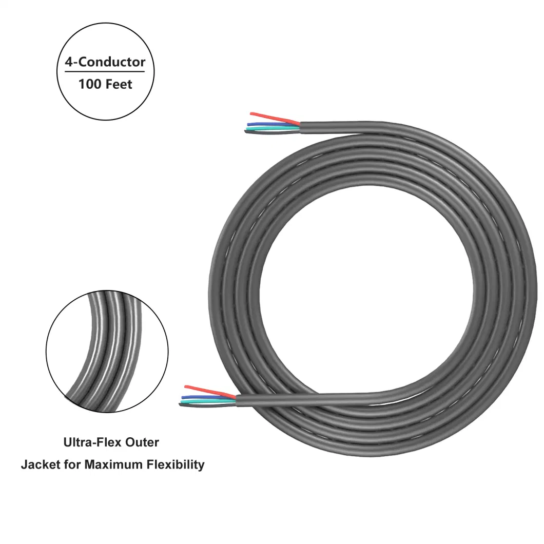 Edge Rlw418-100 100FT Multipurpose 4-Conductor 18AWG Wire, Low Voltage RGB LED Wire, LED Extension Cable, Speaker Wire, Power Extension Cord, Tinned 99.99% OFC
