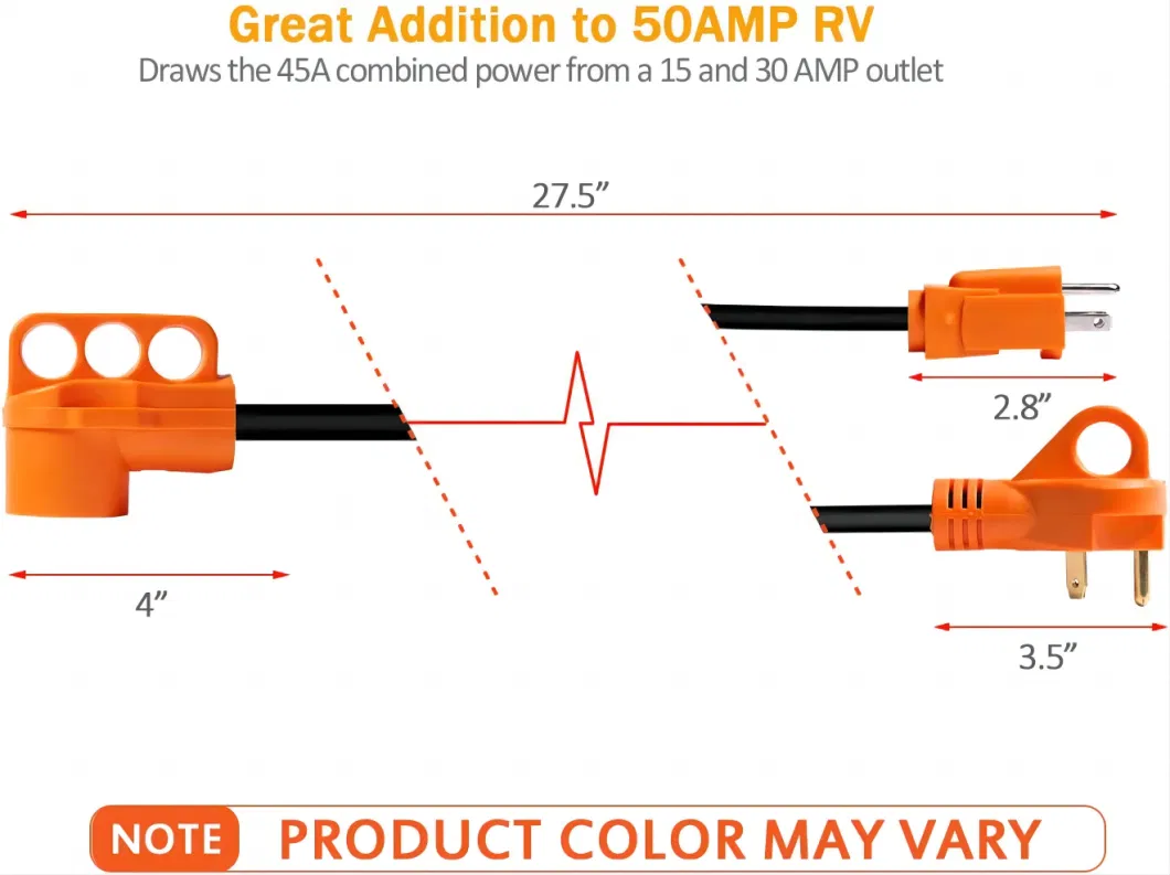 27.5 Inch 45 AMP Electrical Adapter 10 Gauge Heavy Duty Cord Cable