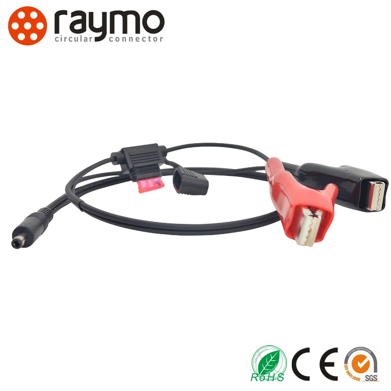 Metal Push Pull Circular Connector with Black Red Clip Cable