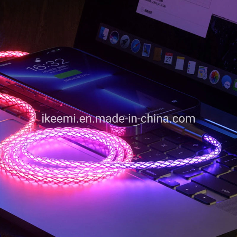 Light up Phone Charger Cord, Universal Multicolor LED Charging Cable RGB Glowing Gradual Lighting USB C Cable Fast Charging Cable