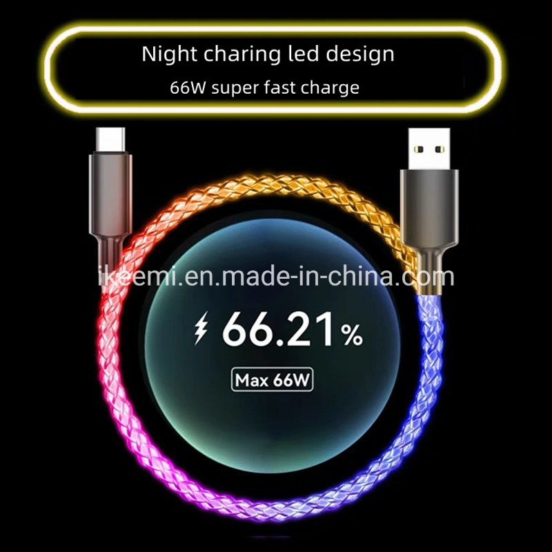 Light up Phone Charger Cord, Universal Multicolor LED Charging Cable RGB Glowing Gradual Lighting USB C Cable Fast Charging Cable