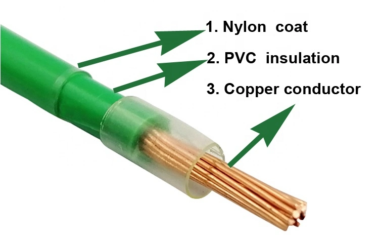 Factory Sale Thhn Electronic Cable 1.5 mm 2.5 mm 1.5~6mm2 PVC Solid Copper House Wiring Electrical Cable