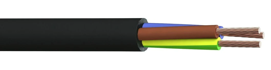 VDE Standard Rubber Insulation 3X2.5mm 3X1.5mm Pure Copper Flexible H05rr-F Electrical Power Cable