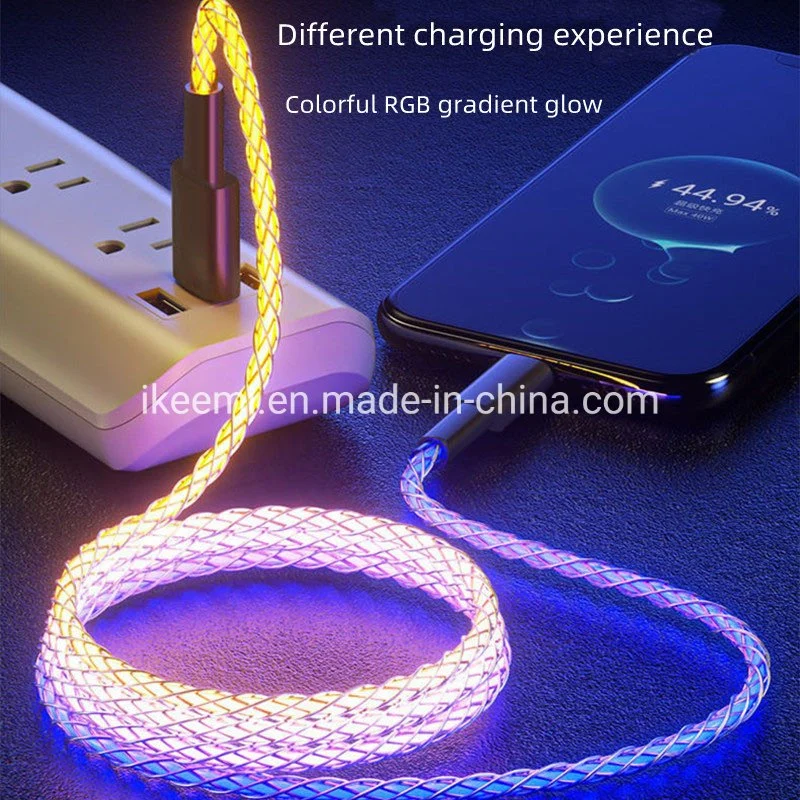 Light up Phone Charger Cord, Universal Multicolor LED Charging Cable RGB Glowing Gradual Lighting USB C Cable Fast Charging Cable