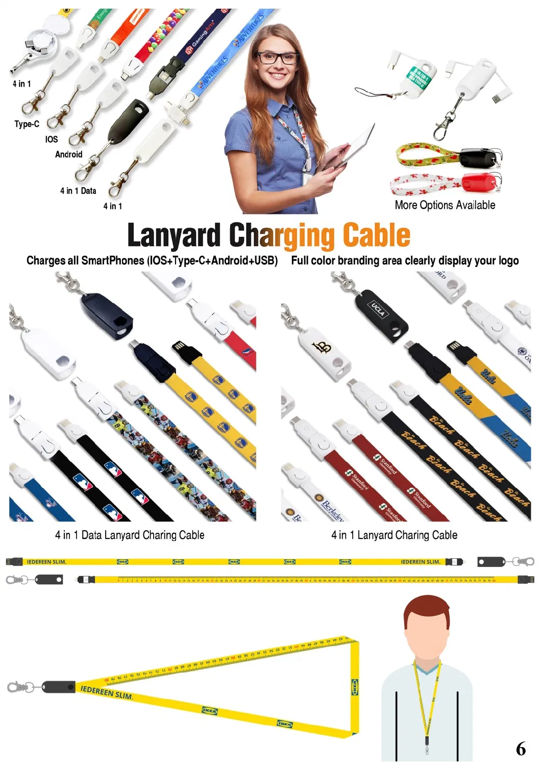 Multi Function Lanyard Charging Data Cable USB