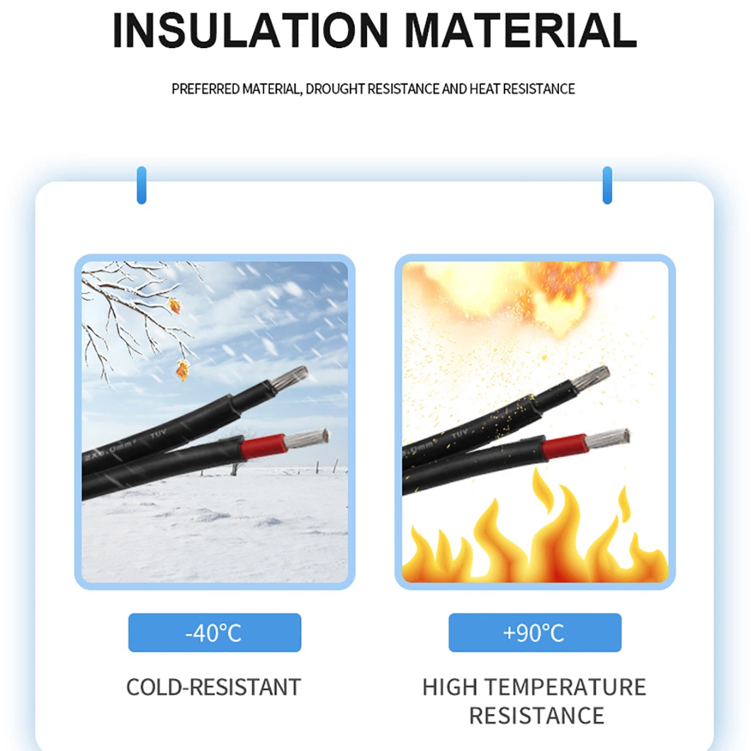 TUV Certification DC Copper Twin Core PV1-F 2X2.5mm2 Electrical Cable Wire 10mm Price PV Solar Cable